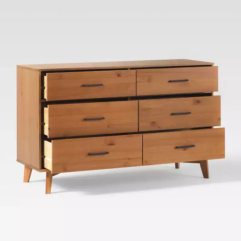 Commode moderne en bois massif à six tiroirs