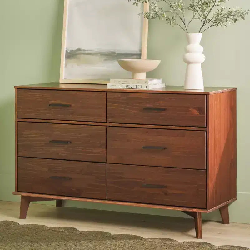 Commode moderne en bois massif à six tiroirs