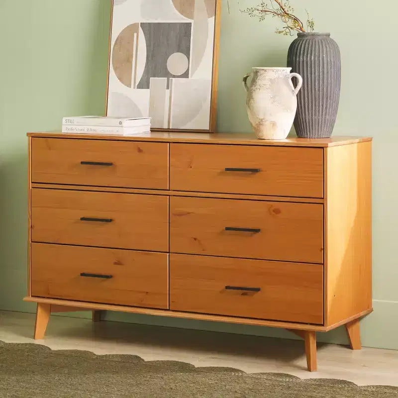 Commode moderne en bois massif à six tiroirs