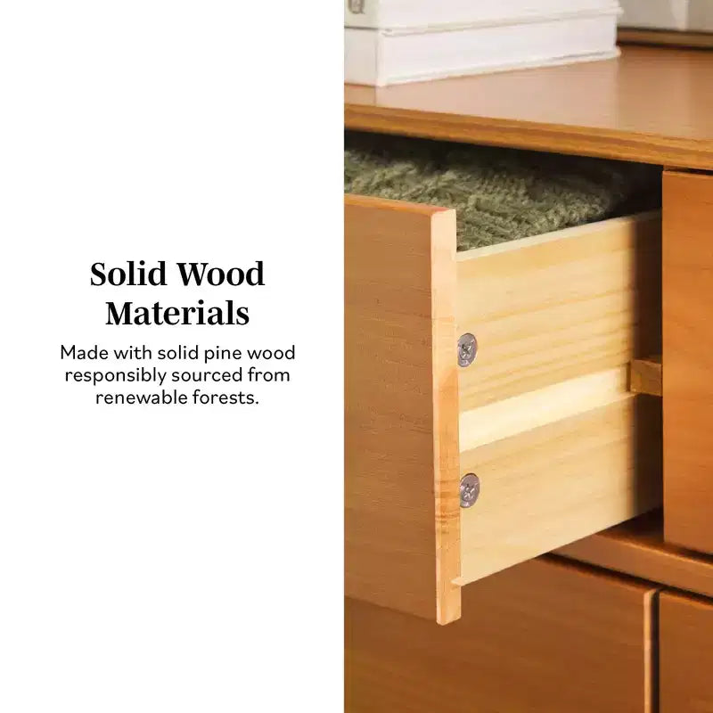 Commode moderne en bois massif à six tiroirs