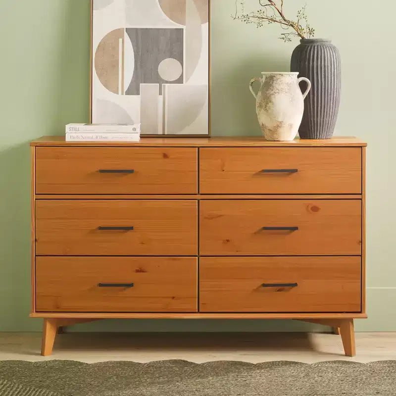 Commode moderne en bois massif à six tiroirs
