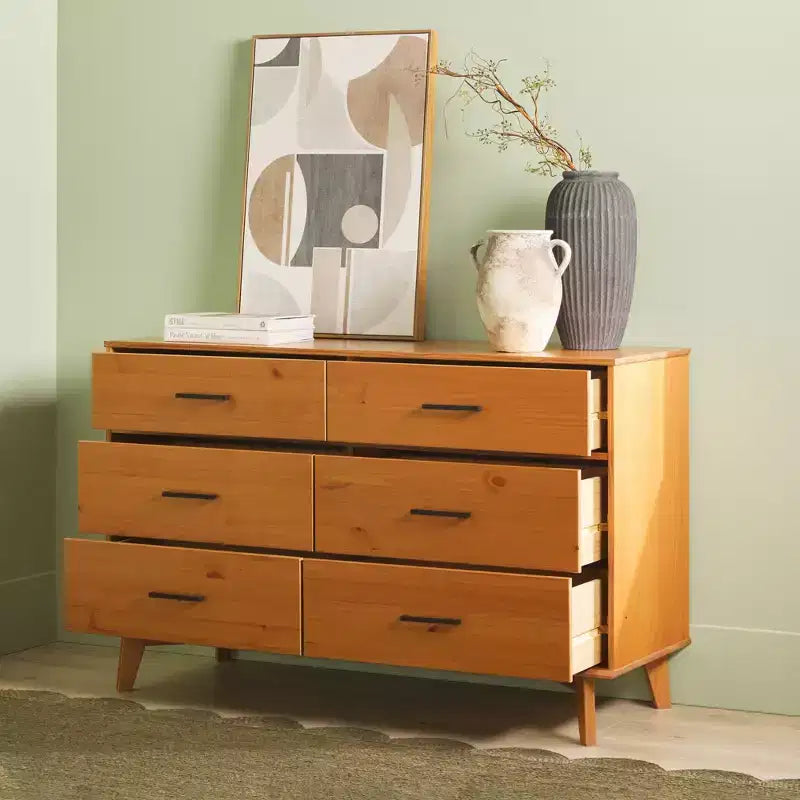 Commode moderne en bois massif à six tiroirs