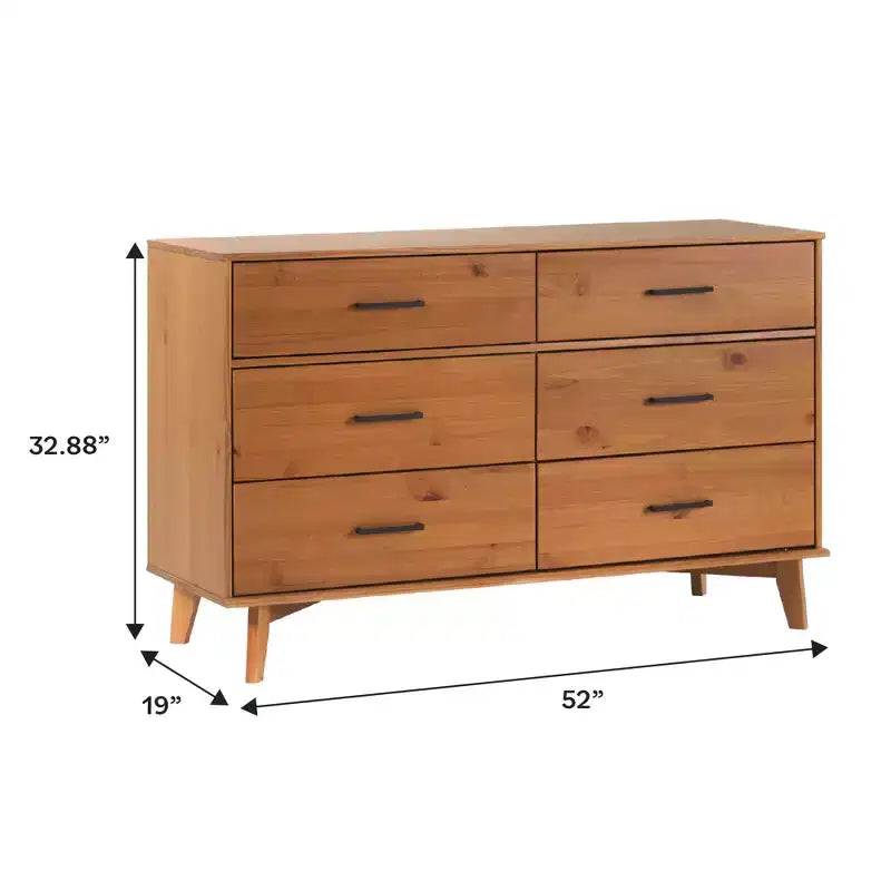 Commode moderne en bois massif à six tiroirs