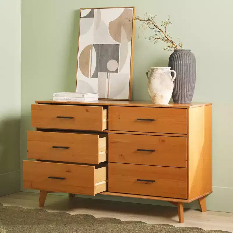Commode moderne en bois massif à six tiroirs