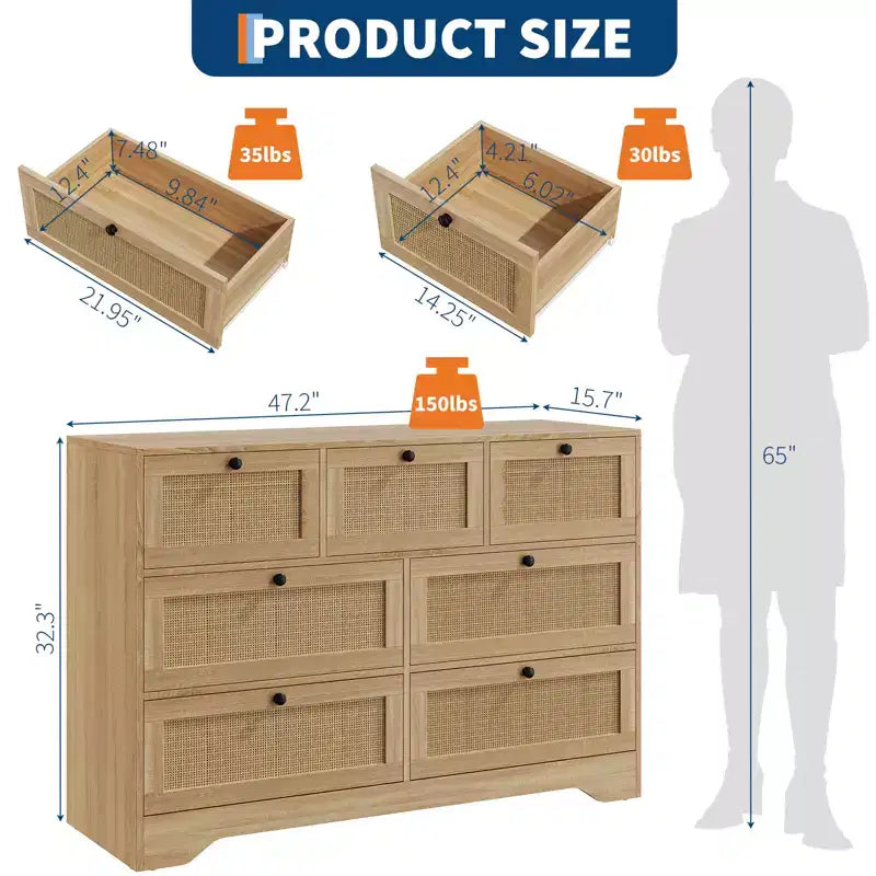 Coiffeuse en bois à sept tiroirs