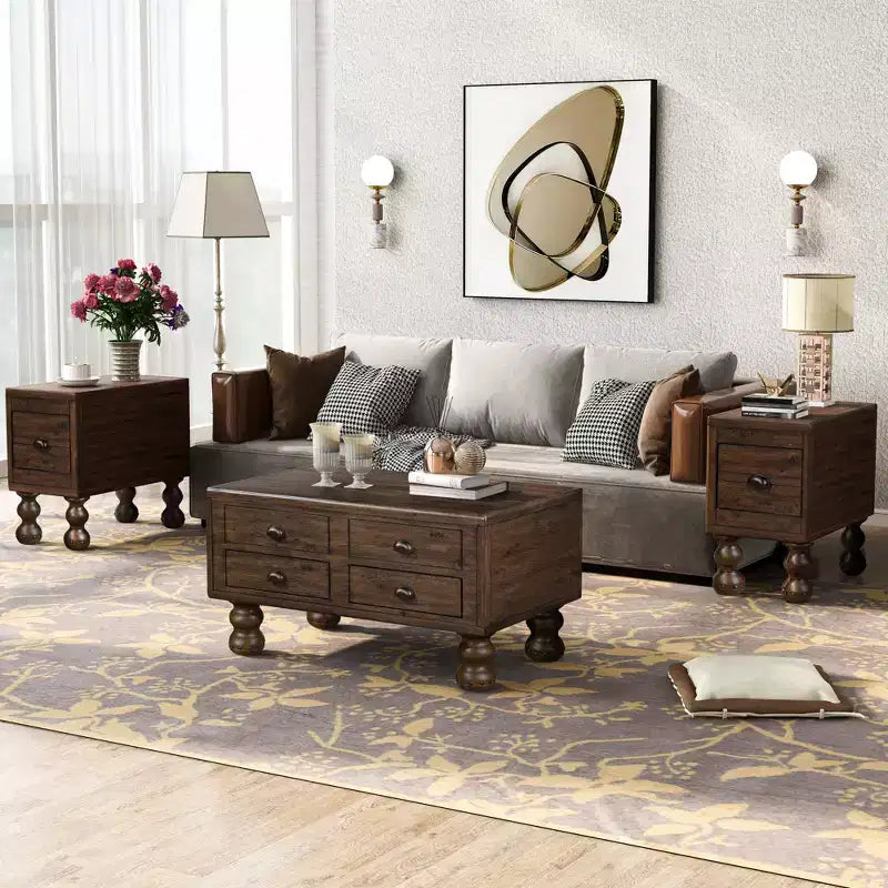 Table basse rétro en bois massif