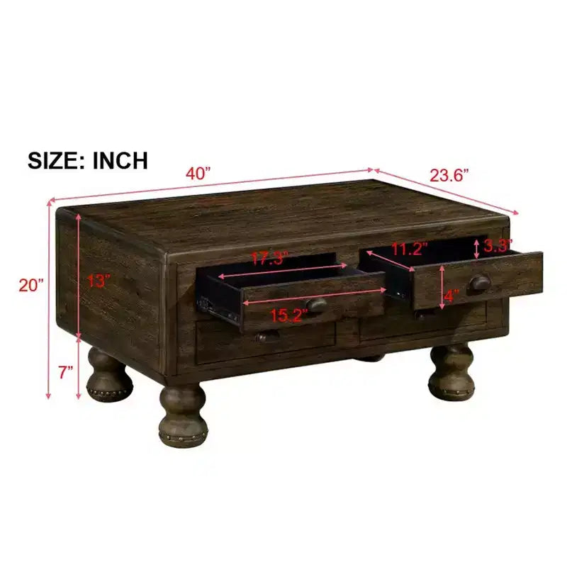 Table basse rétro en bois massif