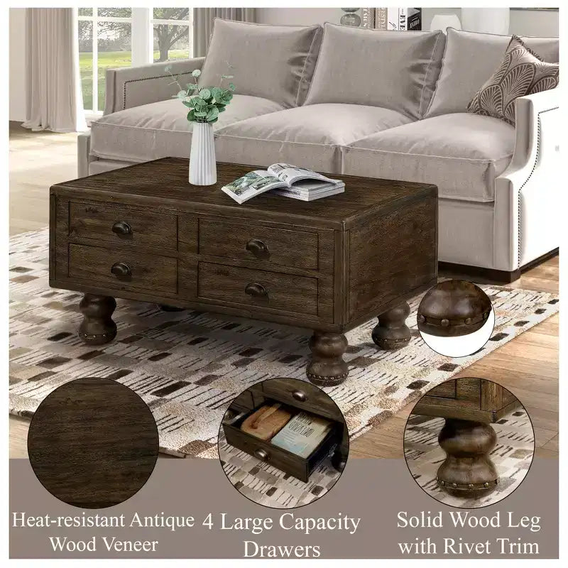 Table basse rétro en bois massif