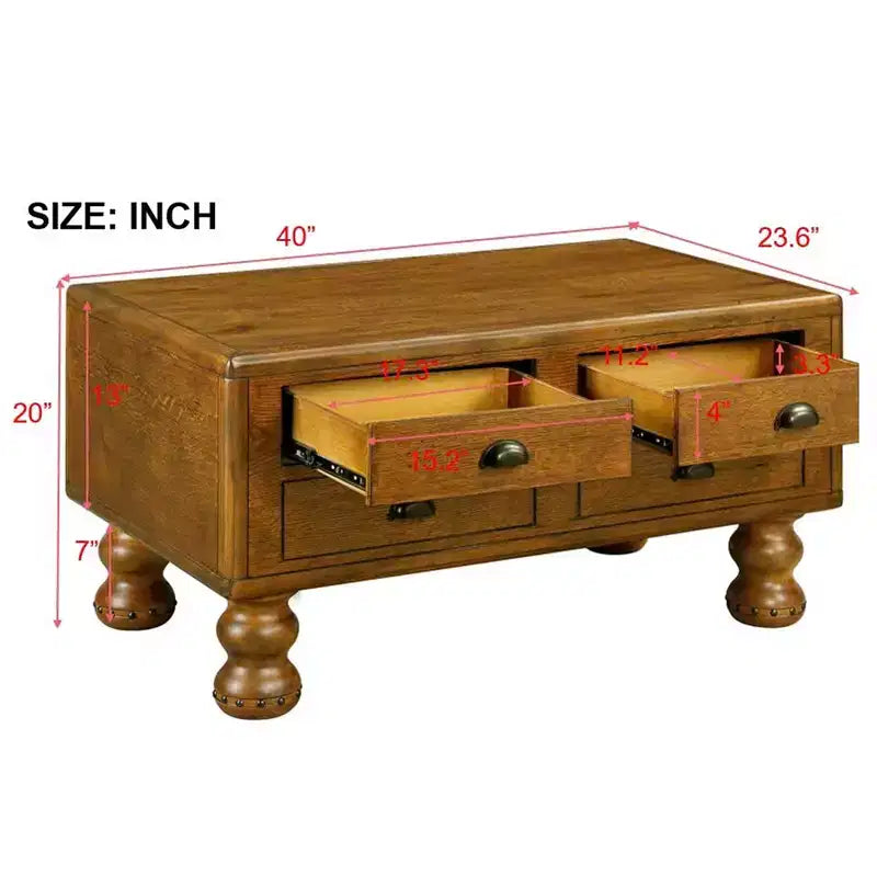 Table basse rétro en bois massif