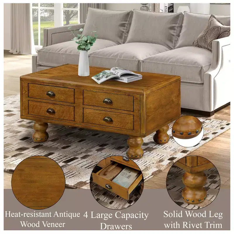 Table basse rétro en bois massif