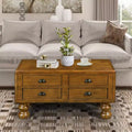 GDFStudio Snyder Vintage Solid Wood Coffee Table with 4 Drawers