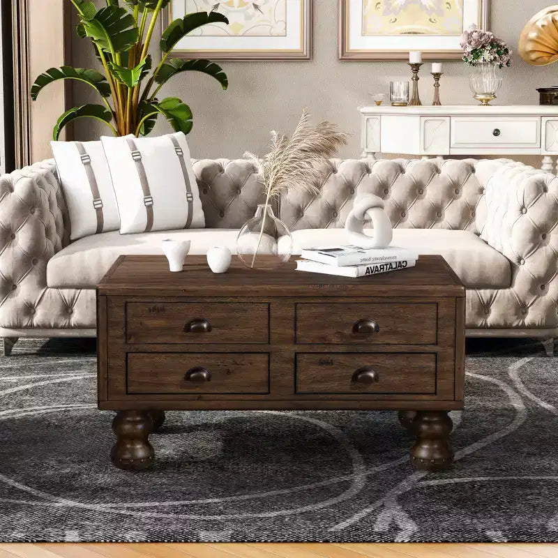 Table basse rétro en bois massif