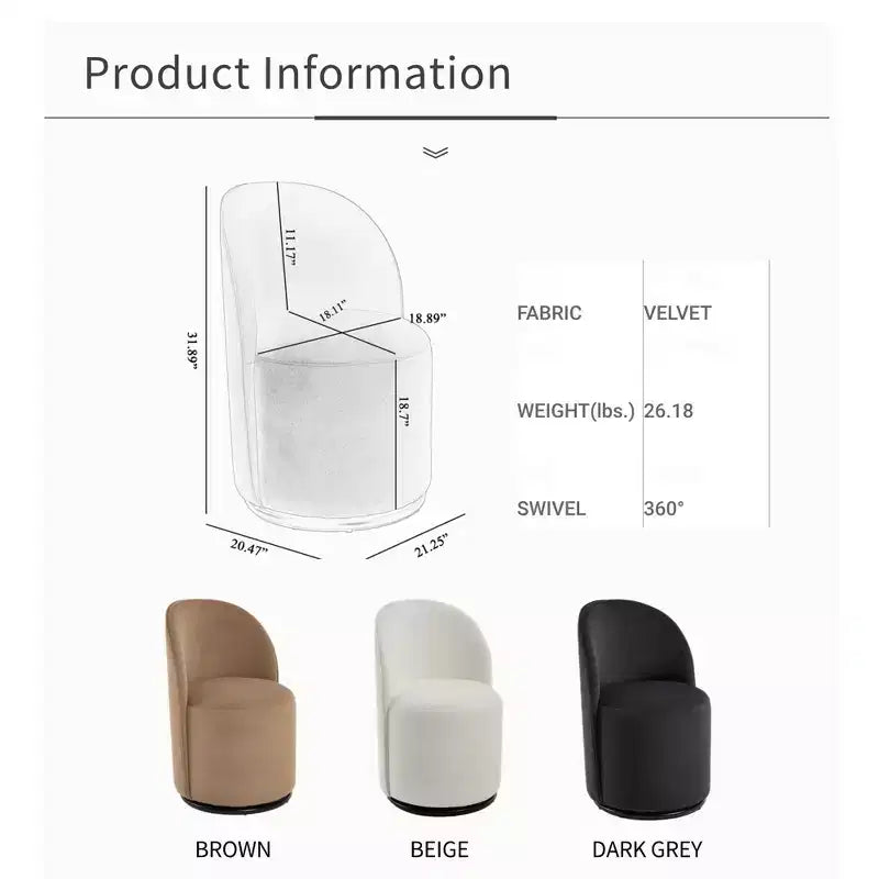 Fauteuil pivotant moderne en velours