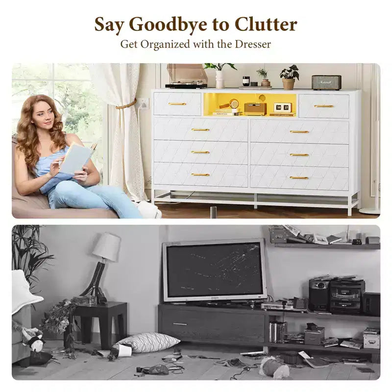 Commode en bois à huit tiroirs pour chambre à coucher