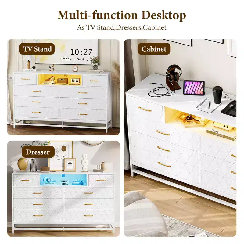 Commode en bois à huit tiroirs pour chambre à coucher