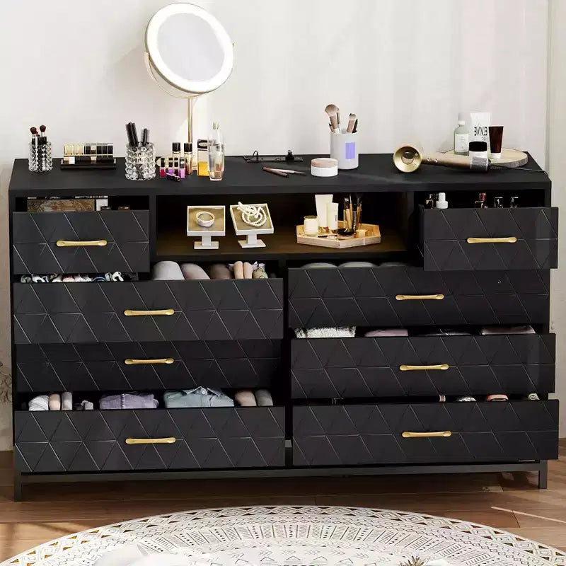 Commode en bois à huit tiroirs pour chambre à coucher