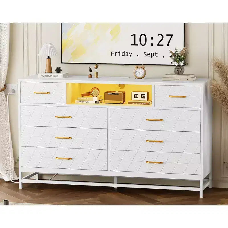 Commode en bois à huit tiroirs pour chambre à coucher
