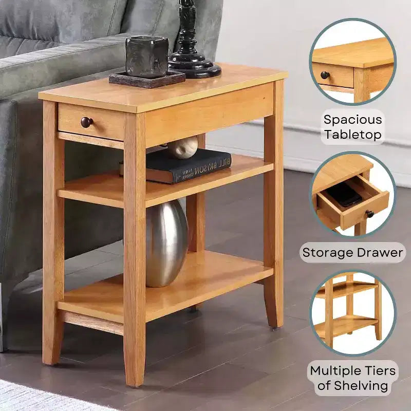 Table d'appoint avec tiroirs et étagères à plusieurs niveaux