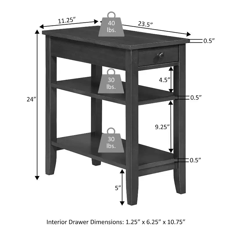 Table d'appoint avec tiroirs et étagères à plusieurs niveaux