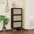 Okak Rattan Shoe Cabinet, Freestanding Shoe Organizer with 3 Flip Drawers, Shoe Storage Cabinet for Entryway, Living Room, Hallway