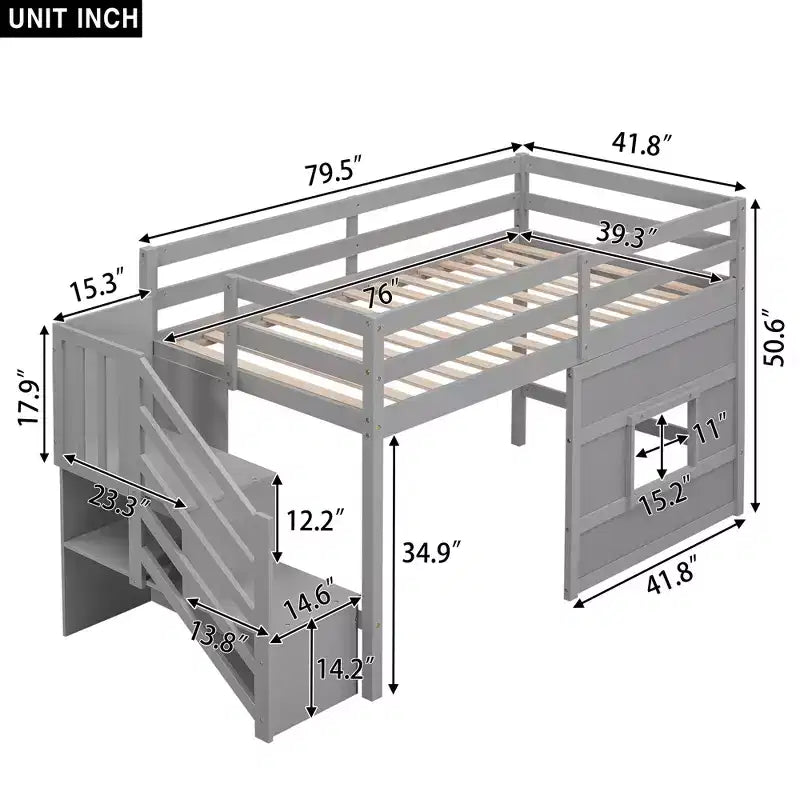 Lit mezzanine simple avec escalier