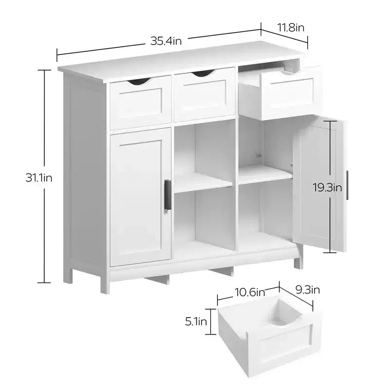 Meuble de rangement avec tiroirs et étagères