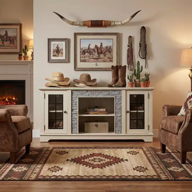 JVNOXK 58 Modern TV Stand with 2-Door Storage, Faux Stone Media Console Cabinet, White Large Entertainment Center for Living Room