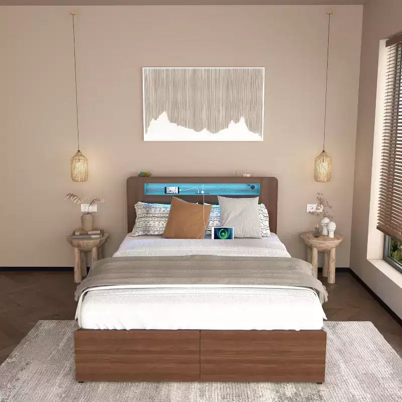 Cadre de lit plateforme en bois de style rustique
