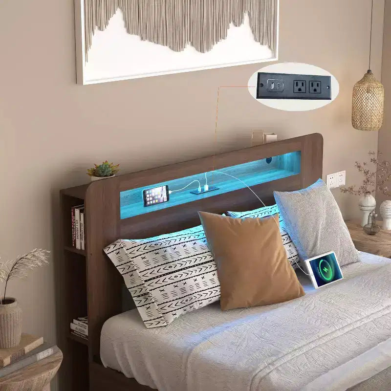 Cadre de lit plateforme en bois de style rustique